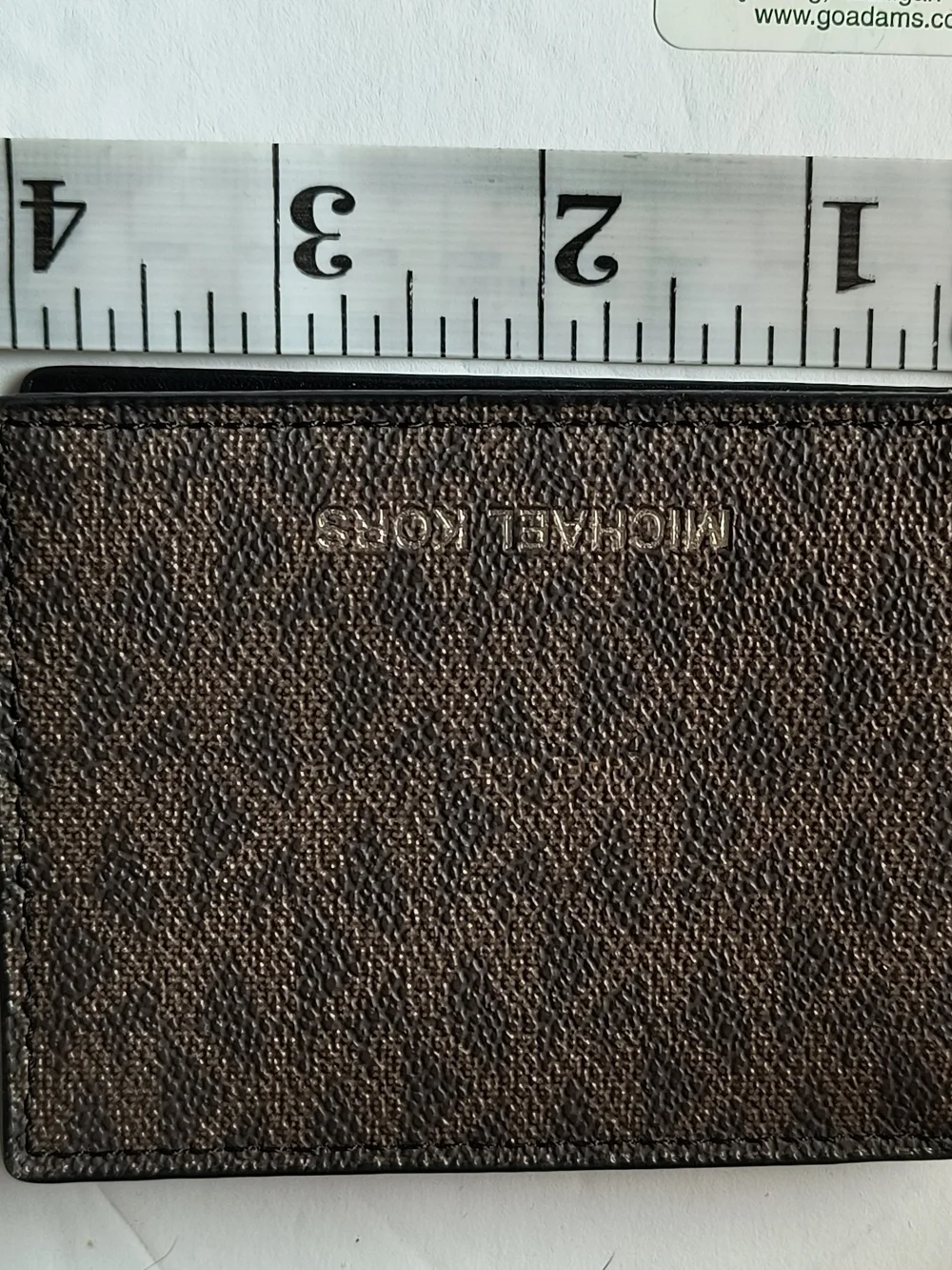 Michael Kors Brown Logo-Textured Leather Card Holder